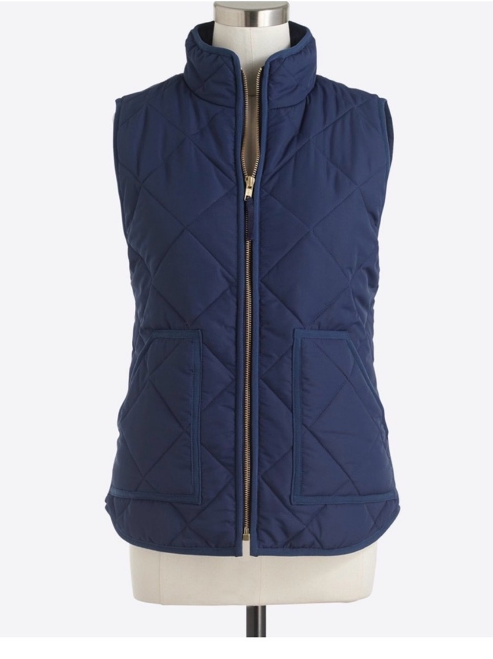 J. Crew Navy Quilted Zip-Front Vest